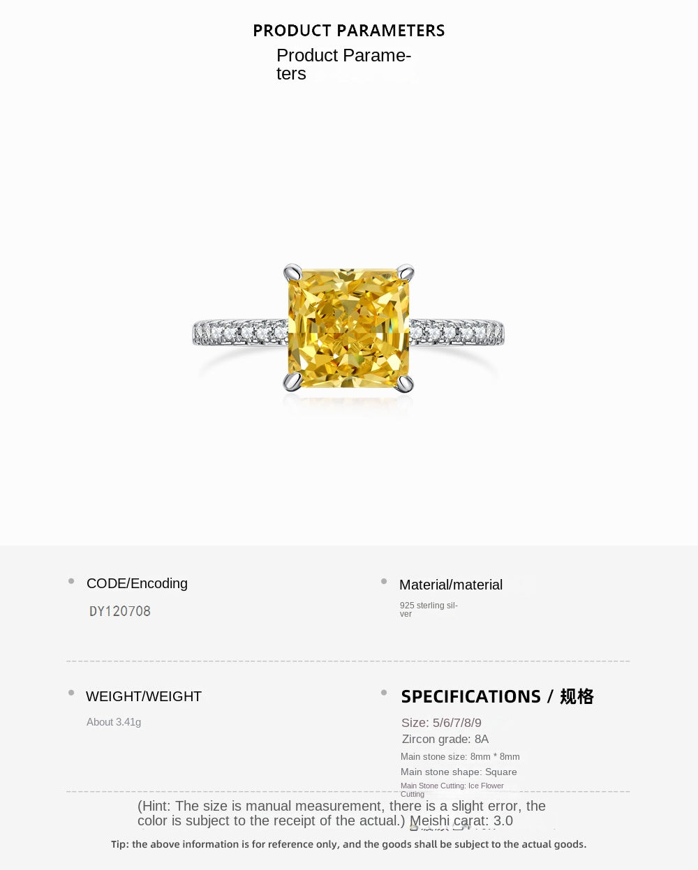 Classic and fashionable ice flower cut zircon ring - jewelryweilin