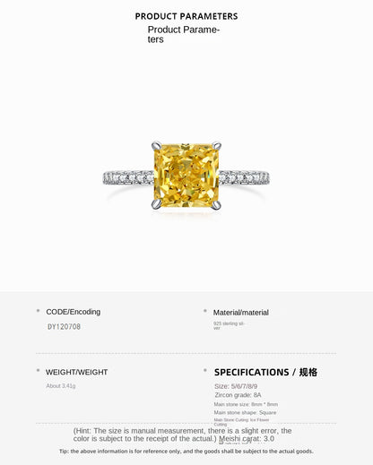 Classic and fashionable ice flower cut zircon ring - jewelryweilin