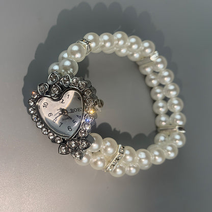 Heart-shaped hot girl pearl electronic watch