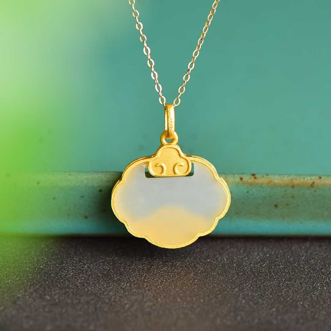 925 Silver Inlaid Hetian Nephrite "Splendid Rivers & Mountains" Pendant