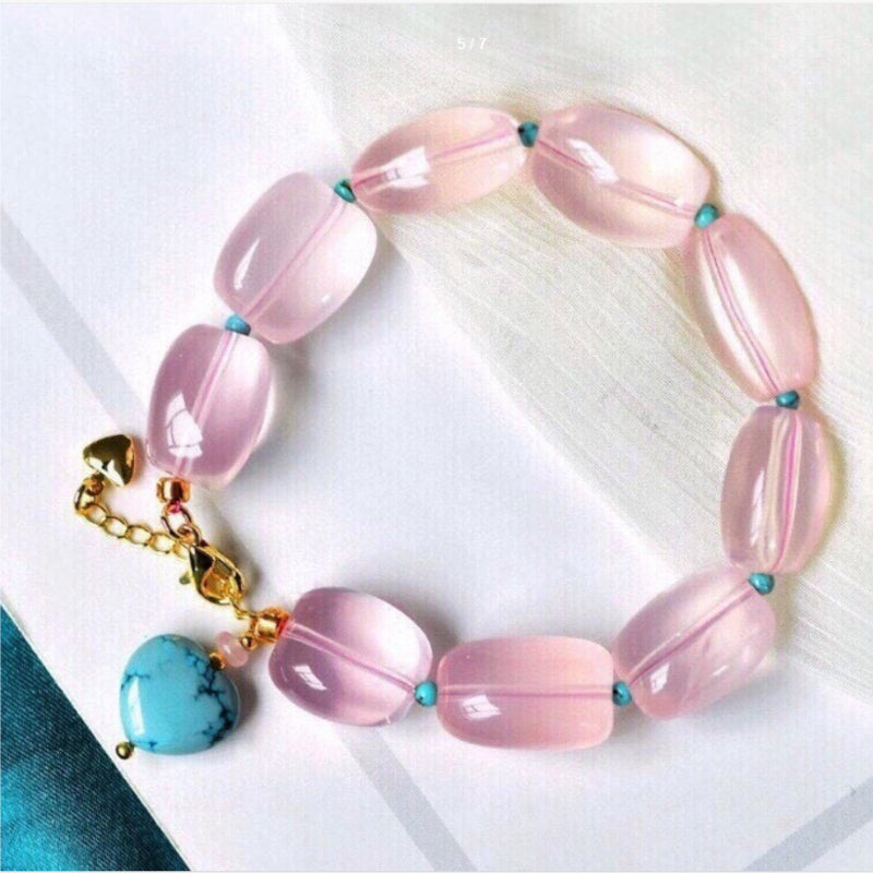 Natural Mozambique Star Rose Quartz Free-Form Bracelet