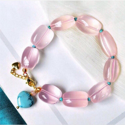 Natural Mozambique Star Rose Quartz Free-Form Bracelet