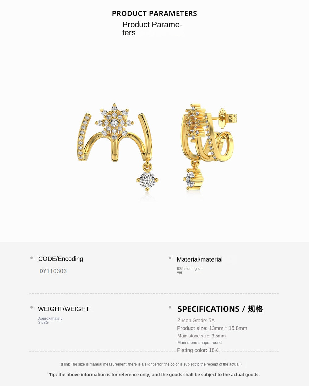 Fashionable and personalized zircon eight-pointed star earrings - jewelryweilin