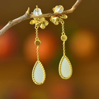 أقراط أذن من الفضة عيار 925 مرصعة بالنيفرت بتصميم "أزهار الخوخ المزهرة".