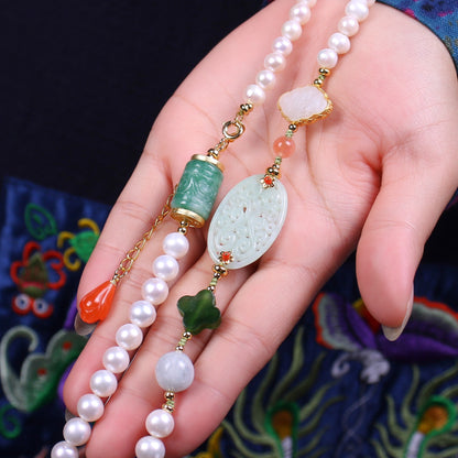 Collar de perlas naturales de moda