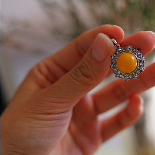 Natural Aged Beeswax Amber Pendant