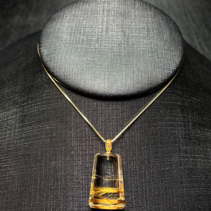 Natural Rutilated Quartz "Nothing Troubles" Collarbone Pendant