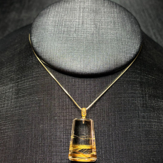 Natural Rutilated Quartz "Nothing Troubles" Collarbone Pendant