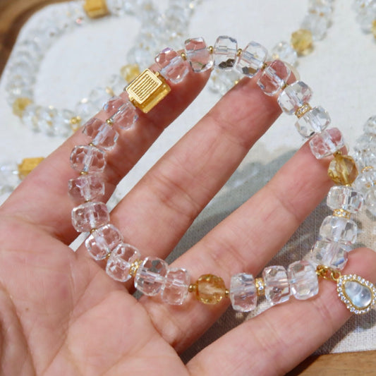 Natural White Crystal Faceted Bracelet