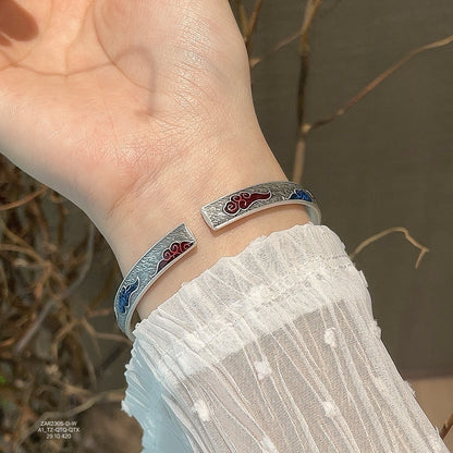 Sandy old enamel auspicious cloud sterling silver bracelet
