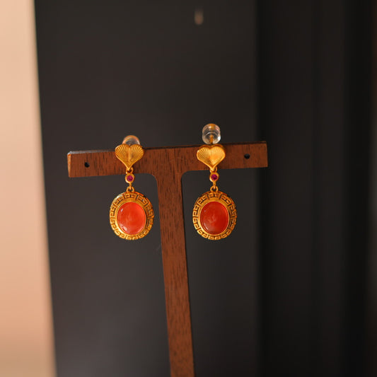 Natural Nanhong Agate Earrings