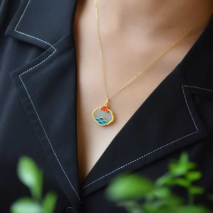 925 Silver Inlaid Hetian Nephrite "Splendid Rivers & Mountains" Pendant