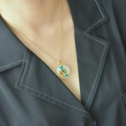 925 Silver Inlaid Hetian Nephrite "Butterfly Breaking Cocoon" Pendant