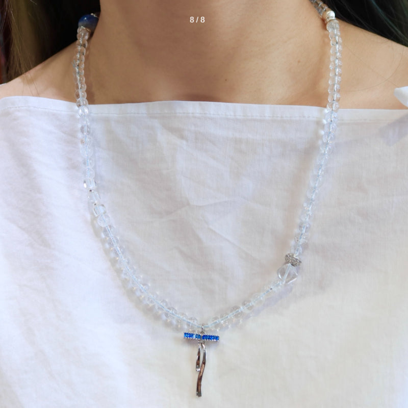 Natural Himalayan White Crystal Triple-Wrap Bracelet · Convertible Necklace