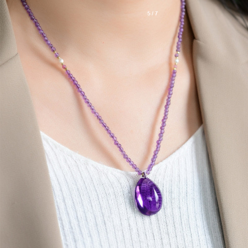 Natural Brazilian Amethyst Teardrop Pendant