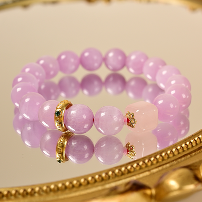 Pulsera multitesoro de espodumena morada y plateada de una sola planta