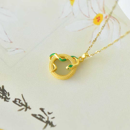 925 Silver-Inlaid Hetian Jade Pendant (Dynamic Snake Silhouette Design)