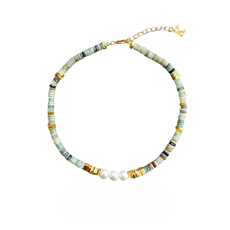 Agate pearl hip-hop necklace