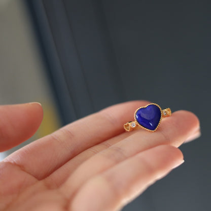 Natural Lapis Lazuli Heart Ring