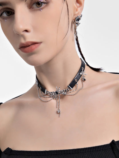 Short leather choker Necklace