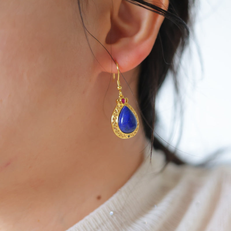 Natural Lapis Lazuli Klein Blue Earrings