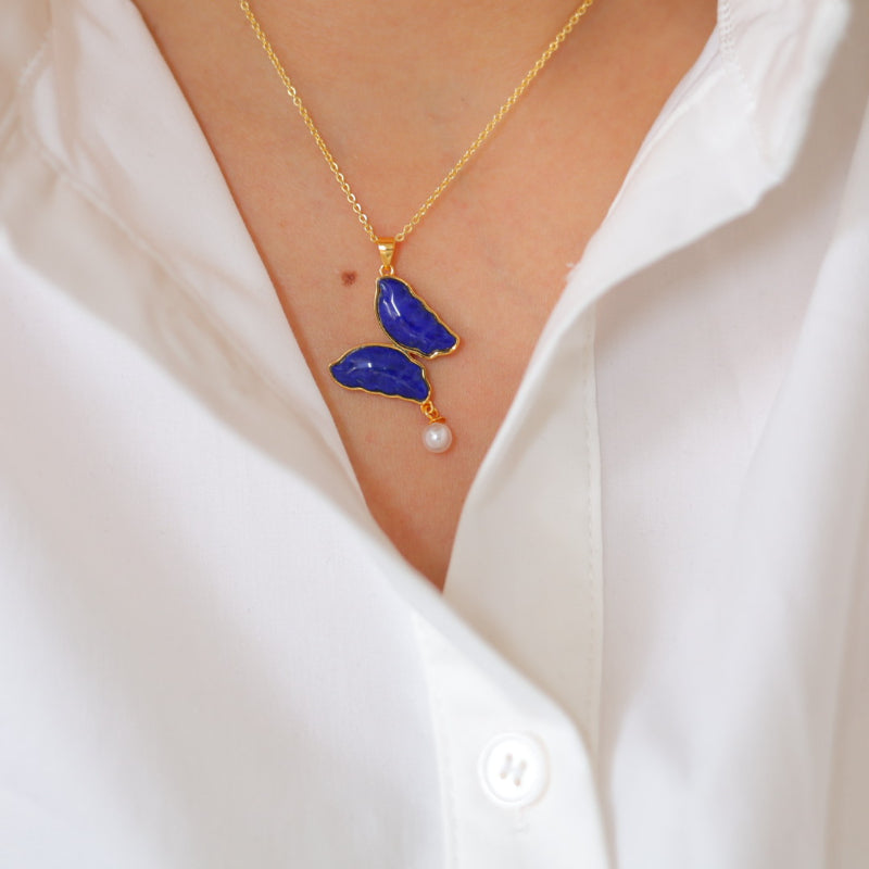 Natural Lapis Lazuli Butterfly Pendant