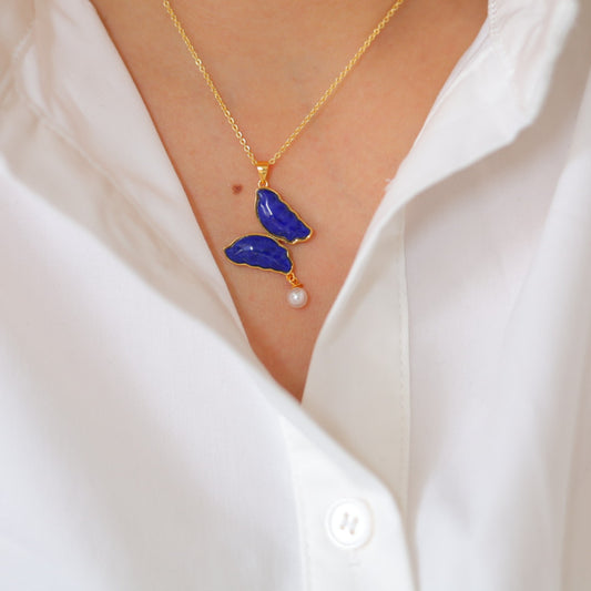 Natural Lapis Lazuli Butterfly Pendant