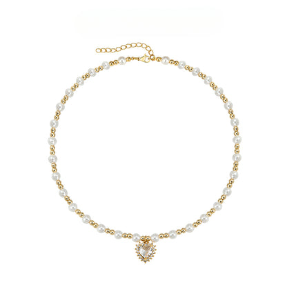 Hip-hop colored diamond heart necklace