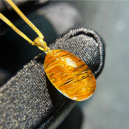 Natural Copper Rutilated Quartz Collarbone Pendant