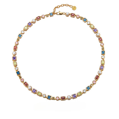 Colored diamond pearl necklace