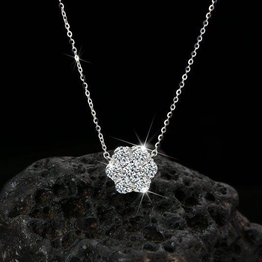 Elegant Design Cubic Zirconia Petal Shape Pendant Necklace - jewelry - weilin.com