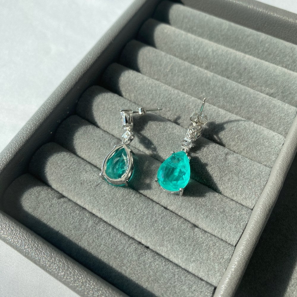 Elegant green teardrop earrings - jewelry - weilin.com