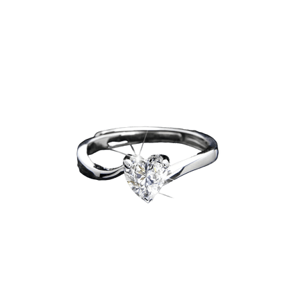 Elegant Heart Shape Cubic Zirconia Open Ring - jewelry - weilin.com