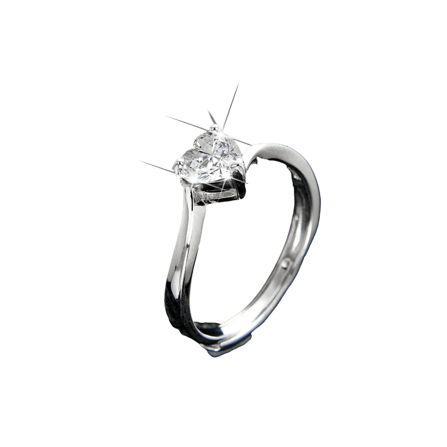 Elegant Heart Shape Cubic Zirconia Open Ring - jewelry - weilin.com