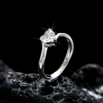 Elegant Heart Shape Cubic Zirconia Open Ring - jewelry - weilin.com