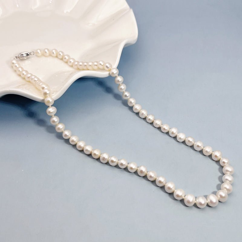 Elegant Silver Pearl Necklace - jewelry - weilin.com