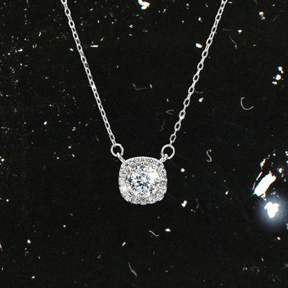Elegant square zirconia pendant necklace - jewelry - weilin.com