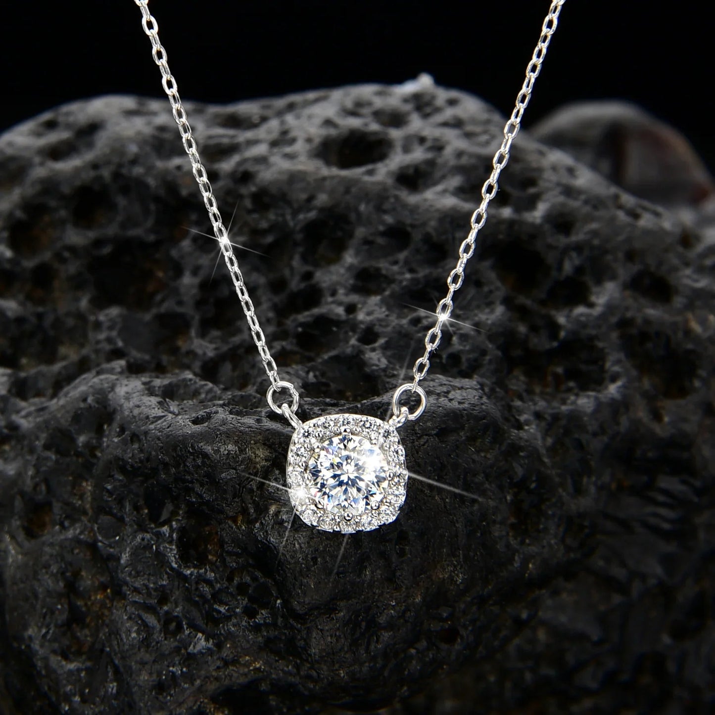 Elegant square zirconia pendant necklace - jewelry - weilin.com
