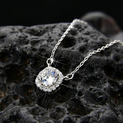 Elegant square zirconia pendant necklace - jewelry - weilin.com