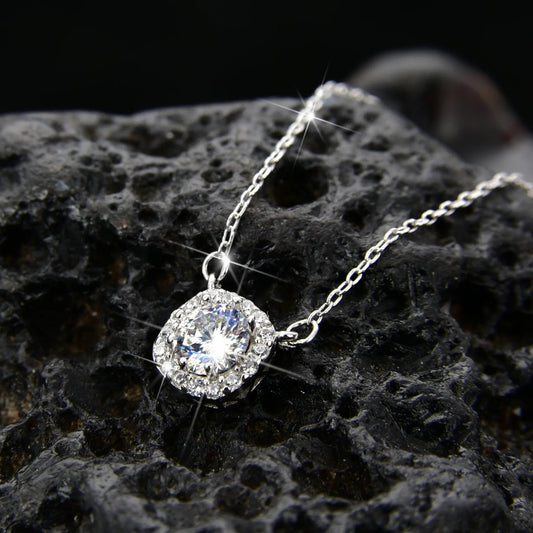 Elegant square zirconia pendant necklace - jewelry - weilin.com