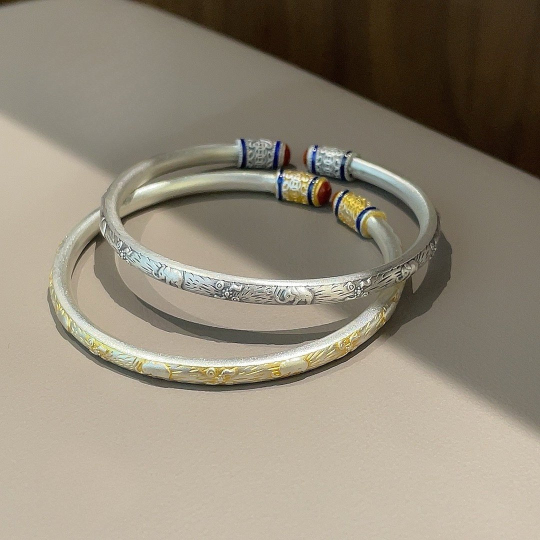 Enamel elephant sterling silver bracelet - jewelry - weilin.com