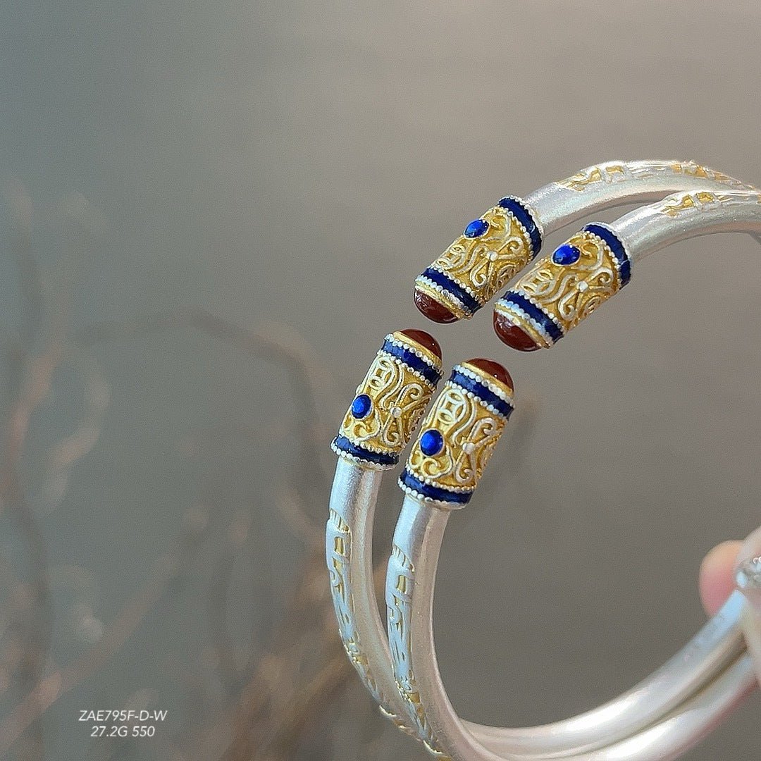 Enamel elephant sterling silver bracelet - jewelry - weilin.com