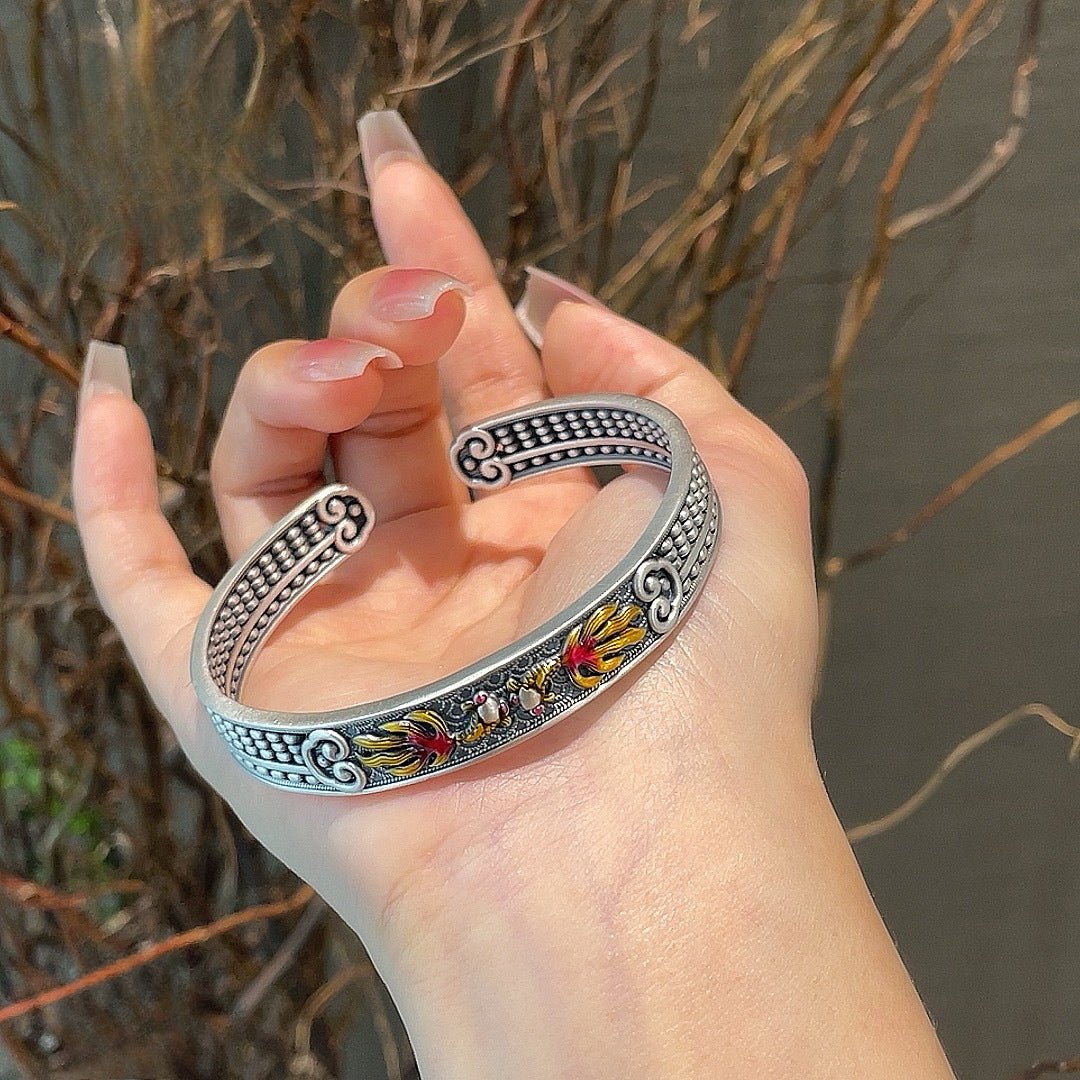 Enamel Pisces Ruyi Motionless Abacus Bracelet - jewelry - weilin.com