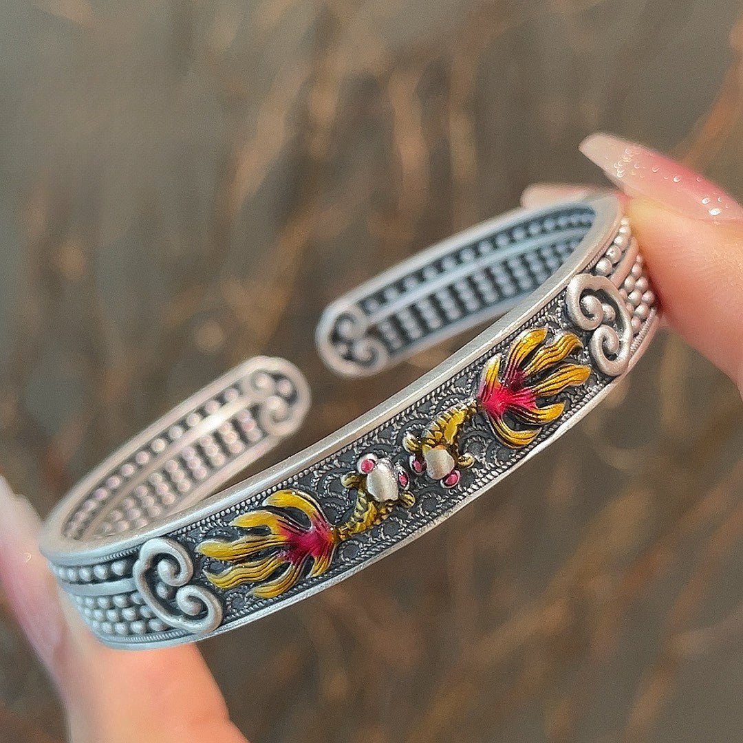 Enamel Pisces Ruyi Motionless Abacus Bracelet - jewelry - weilin.com