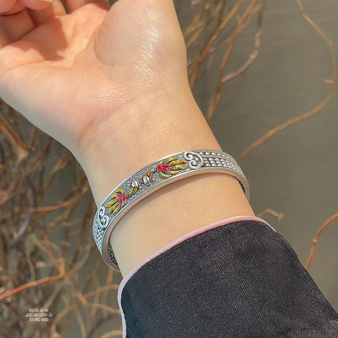 Enamel Pisces Ruyi Motionless Abacus Bracelet - jewelry - weilin.com