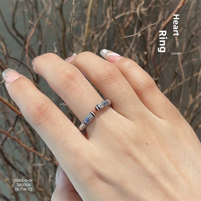 Enamel scripture open sterling silver ring - jewelry - weilin.com