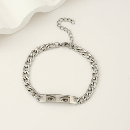 Engraved text and image custom bracelet with eyes - jewelry - weilin.com