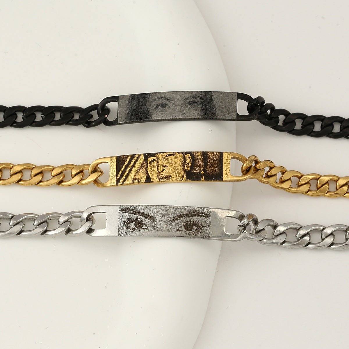 Engraved text and image custom bracelet with eyes - jewelry - weilin.com