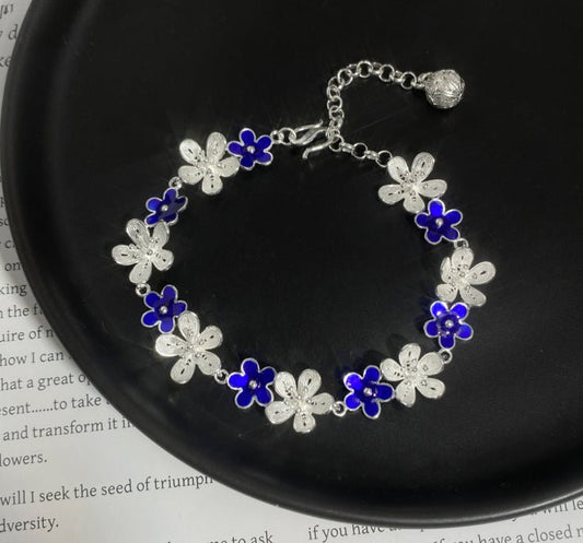 Ethnic flower sterling silver bracelet - jewelry - weilin.com