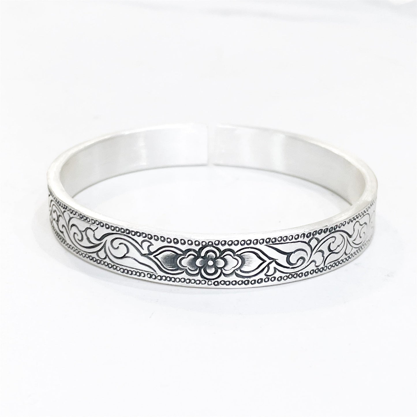 Ethnic pattern sterling silver bracelet - jewelry - weilin.com